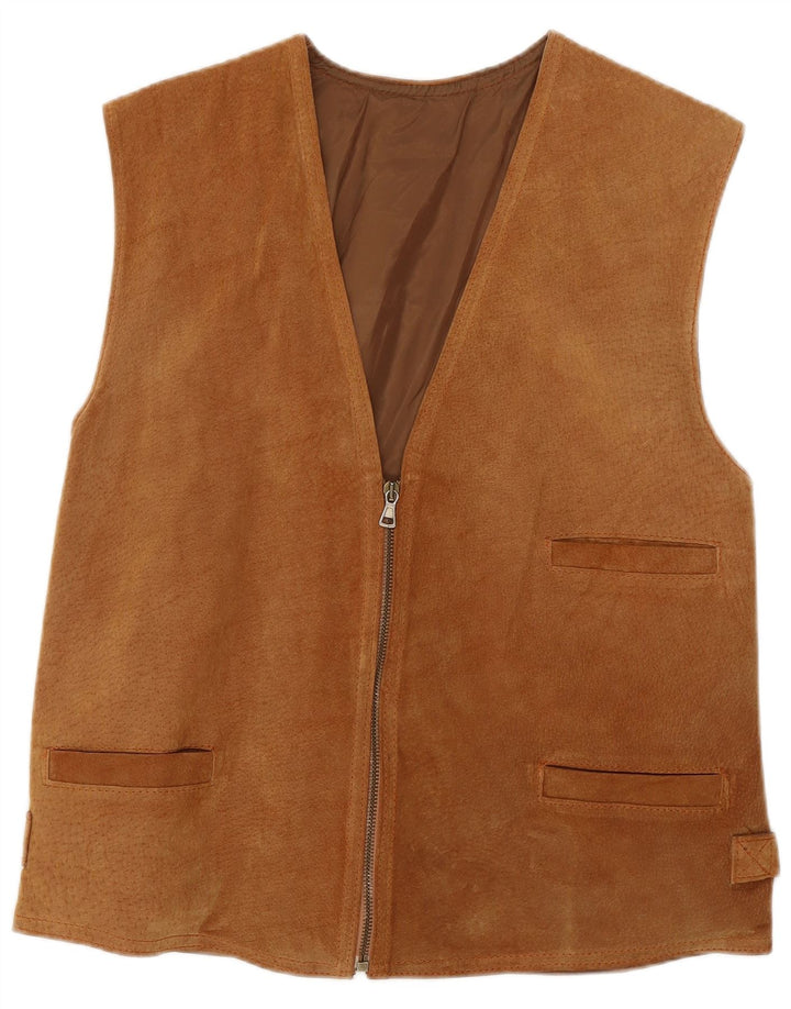 Gilet pentru femei VINTAGE din piele intoarsa UK 18 XL maro