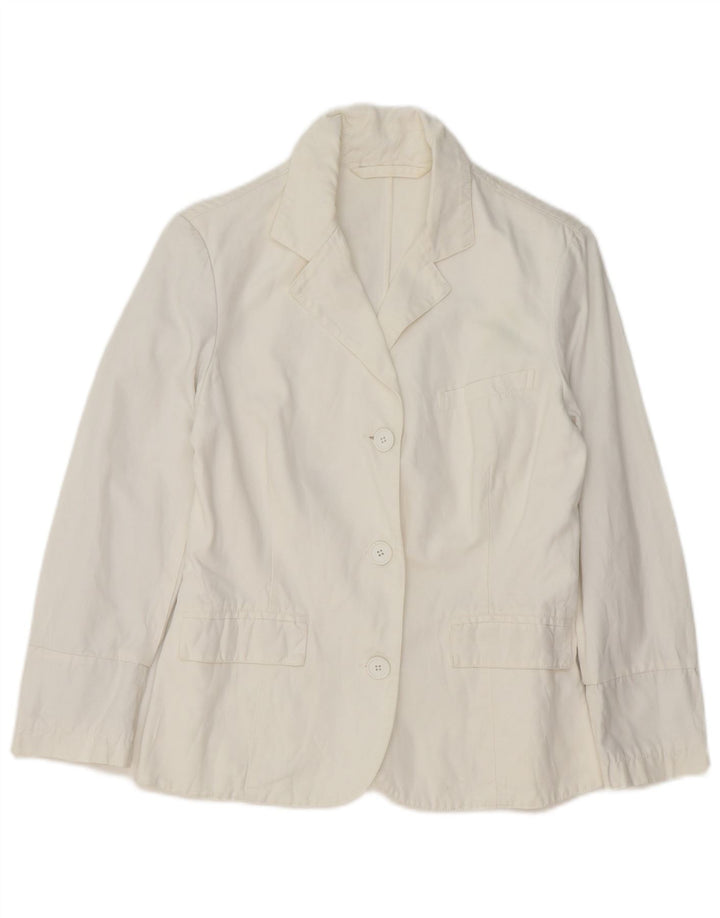 Vintage Womens 3 Button Blazer Jacket UK 14 Medium White
