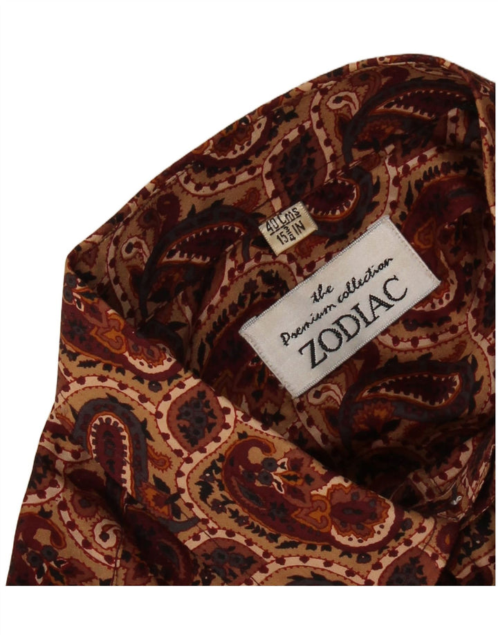 Cămașă pentru bărbați VINTAGE Mărimea 40 15 3/4 Medium Brown Paisley