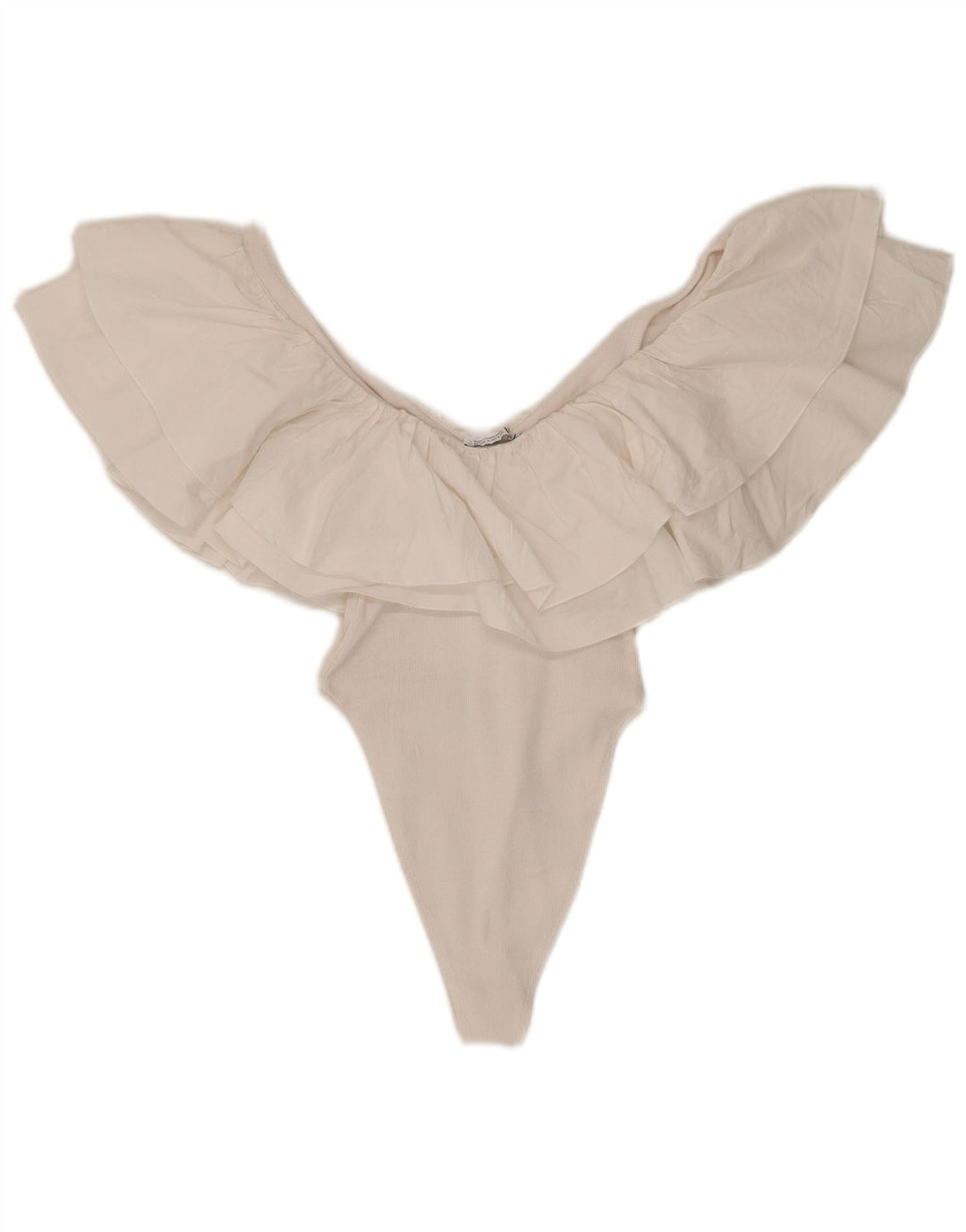 Body cu volane pentru femei Zara UK 8 Bumbac alb mic