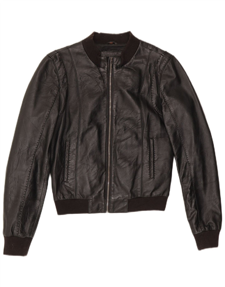 Jachetă de piele crop pentru femei Conbipel IT 42 Medium Black Leather