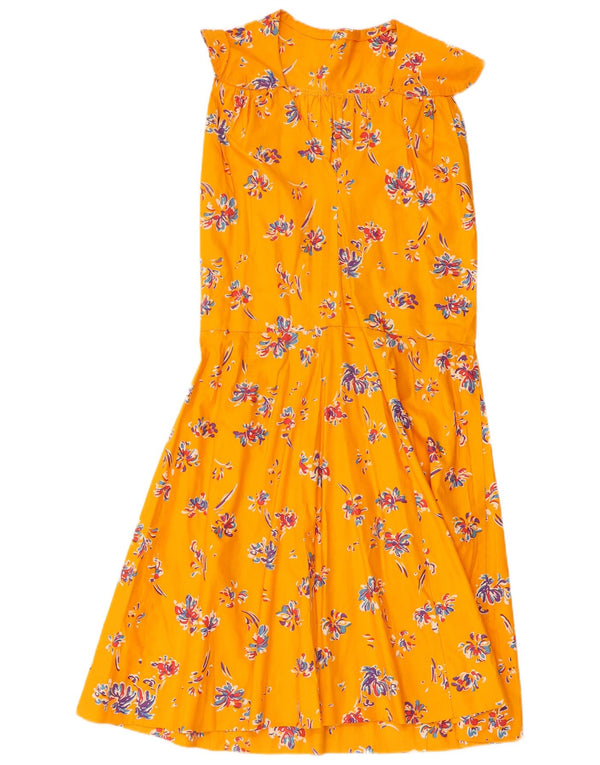 Rochie de soare vintage fără mâneci pentru femei UK 10 mic, galben, floral
