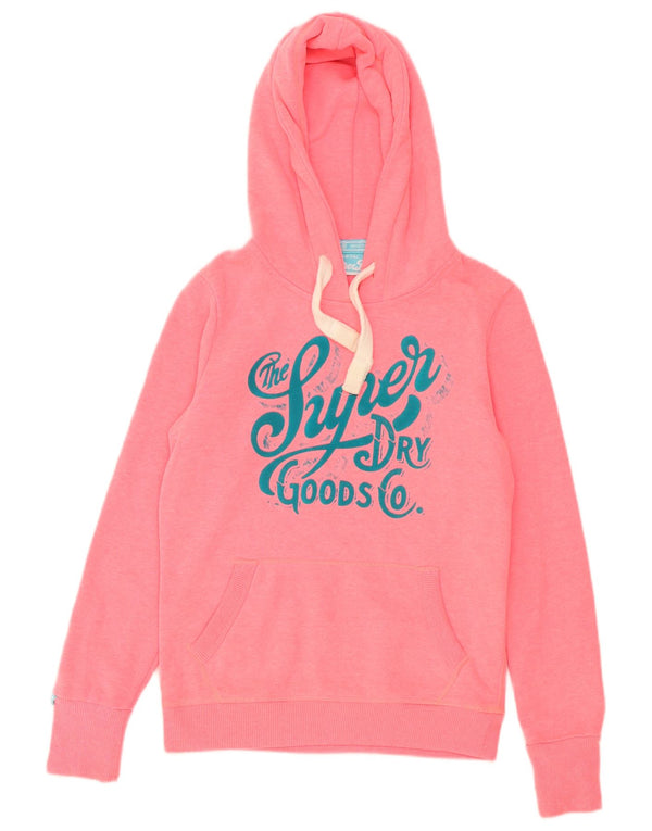 Pulover cu glugă grafic Superdry pentru femei UK 6 XS poliester roz