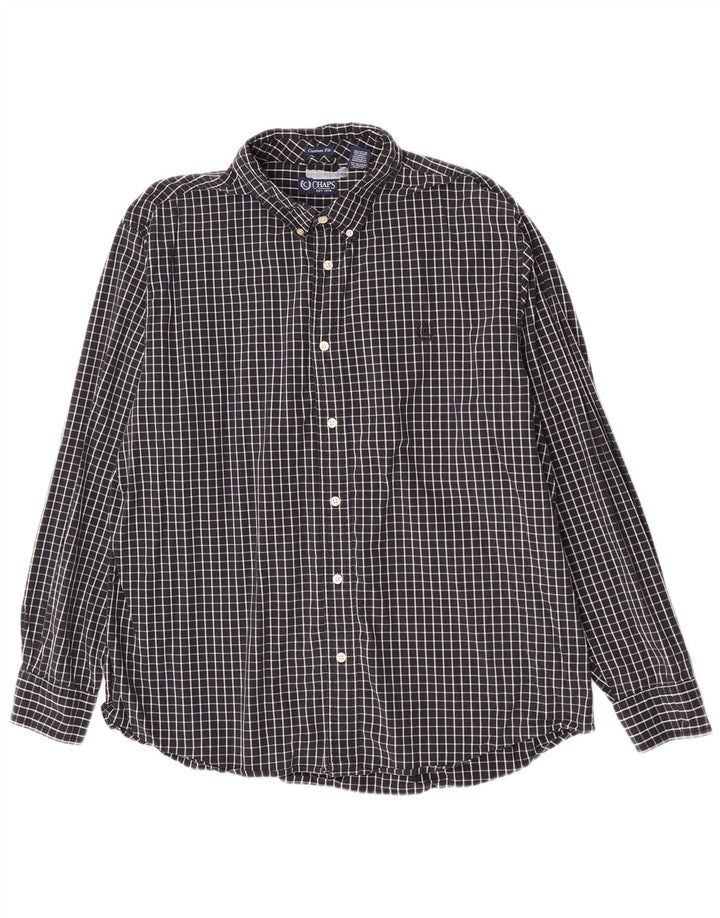 Cămașă personalizată pentru bărbați Chaps 2XL, bumbac negru cu carouri
