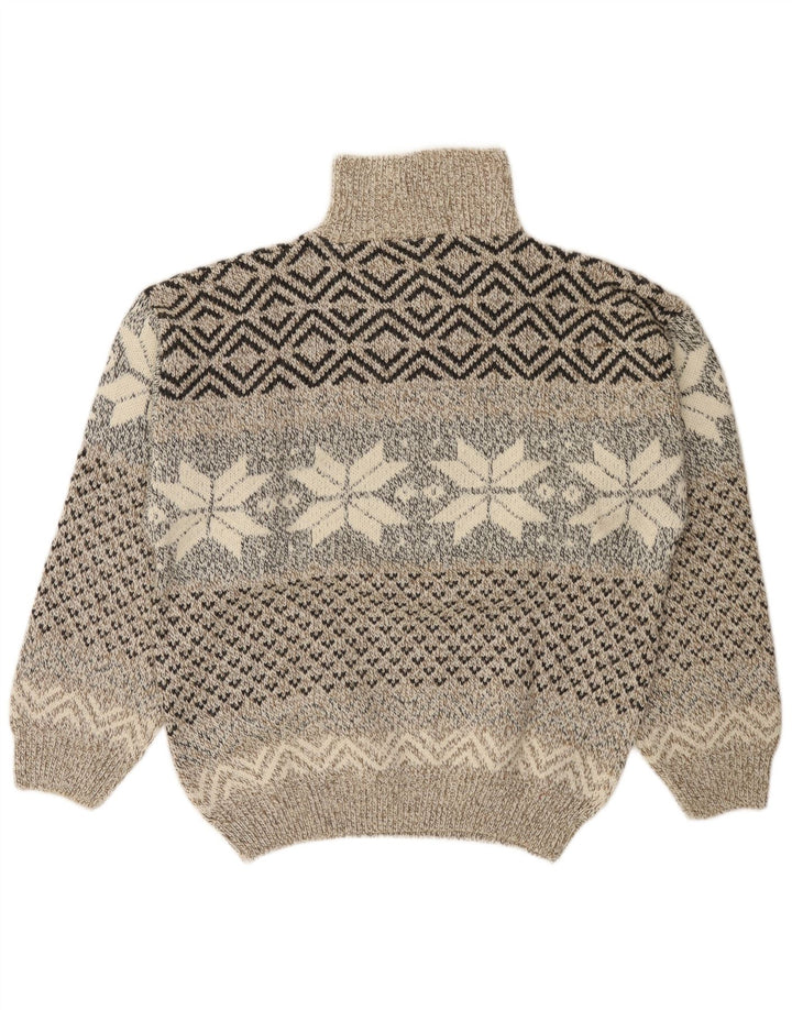 Pulover pentru bărbați C&A Canda, cu fermoar, cu gât, mediu Bej Fair Isle Acrilic