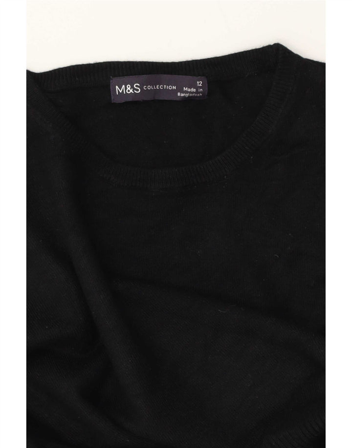 Pulover pentru femei Marks & Spencer cu decolteu triplu UK 12 Medium Negru