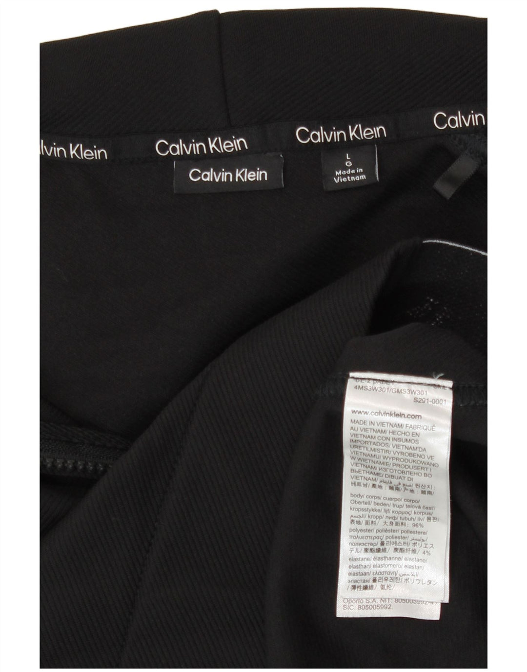Pulover Calvin Klein pentru bărbați, cu grafic, cu fermoar, cu glugă, poliester, negru