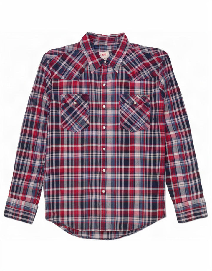 Cămașă de flanel pentru bărbați Levi's, bumbac cu carouri roșii medii