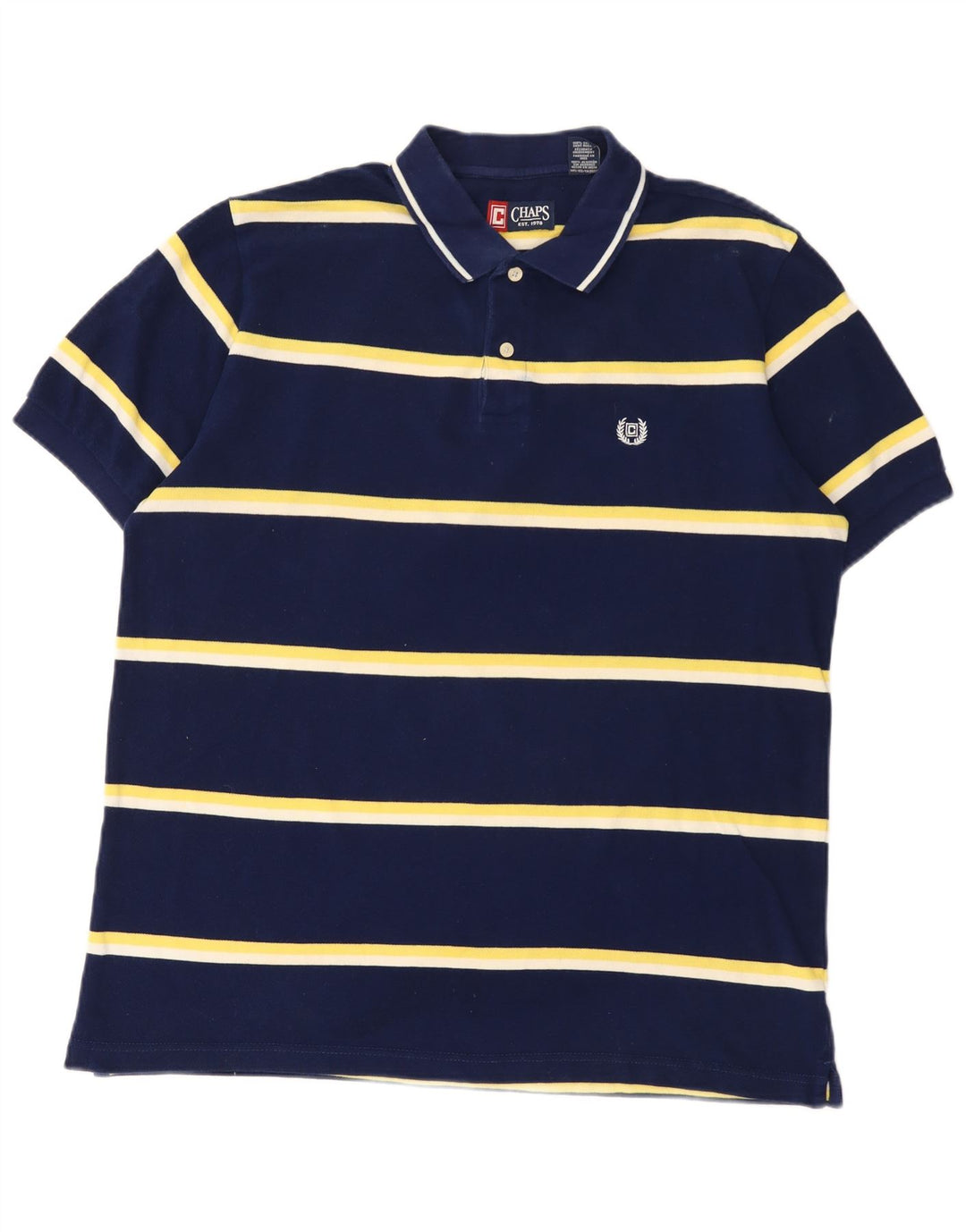 Cămașă polo pentru bărbați Chaps, mare, albastru, bumbac cu dungi