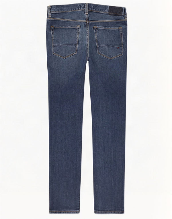 Tommy Hilfiger Blugi Bleecker pentru bărbați, subțiri, învechiți, W32 L32, bumbac bleumarin