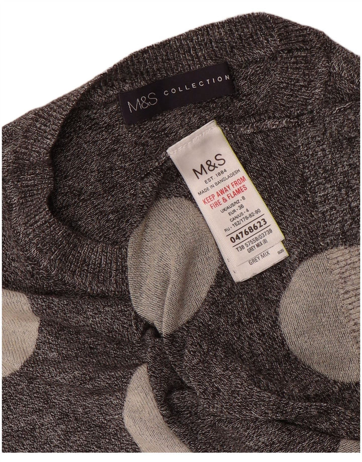 Pulover pentru femei Marks & Spencer cu decolteu rotund UK 8 mic, gri cu buline