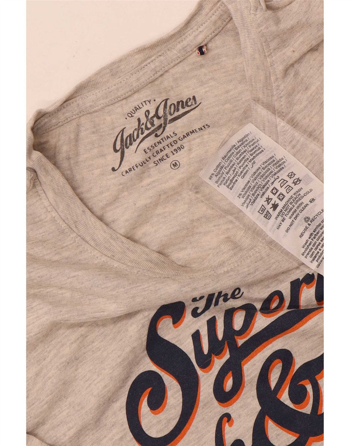 Tricou cu grafic Jack & Jones pentru bărbați Top din bumbac cu pete gri mediu