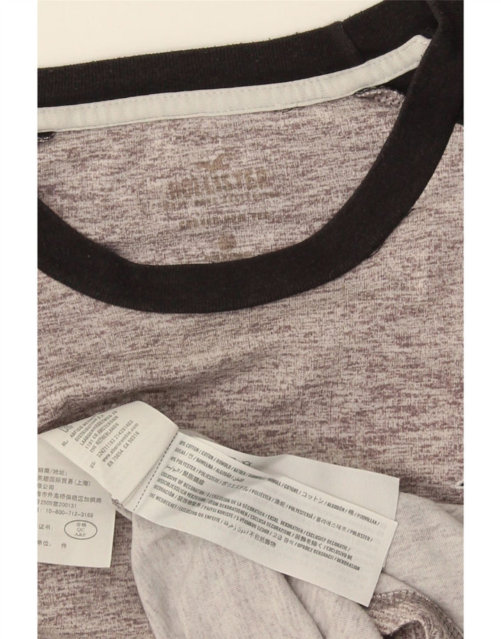 Top grafic Hollister pentru bărbați cu mânecă lungă, gri mediu, bumbac color bloc