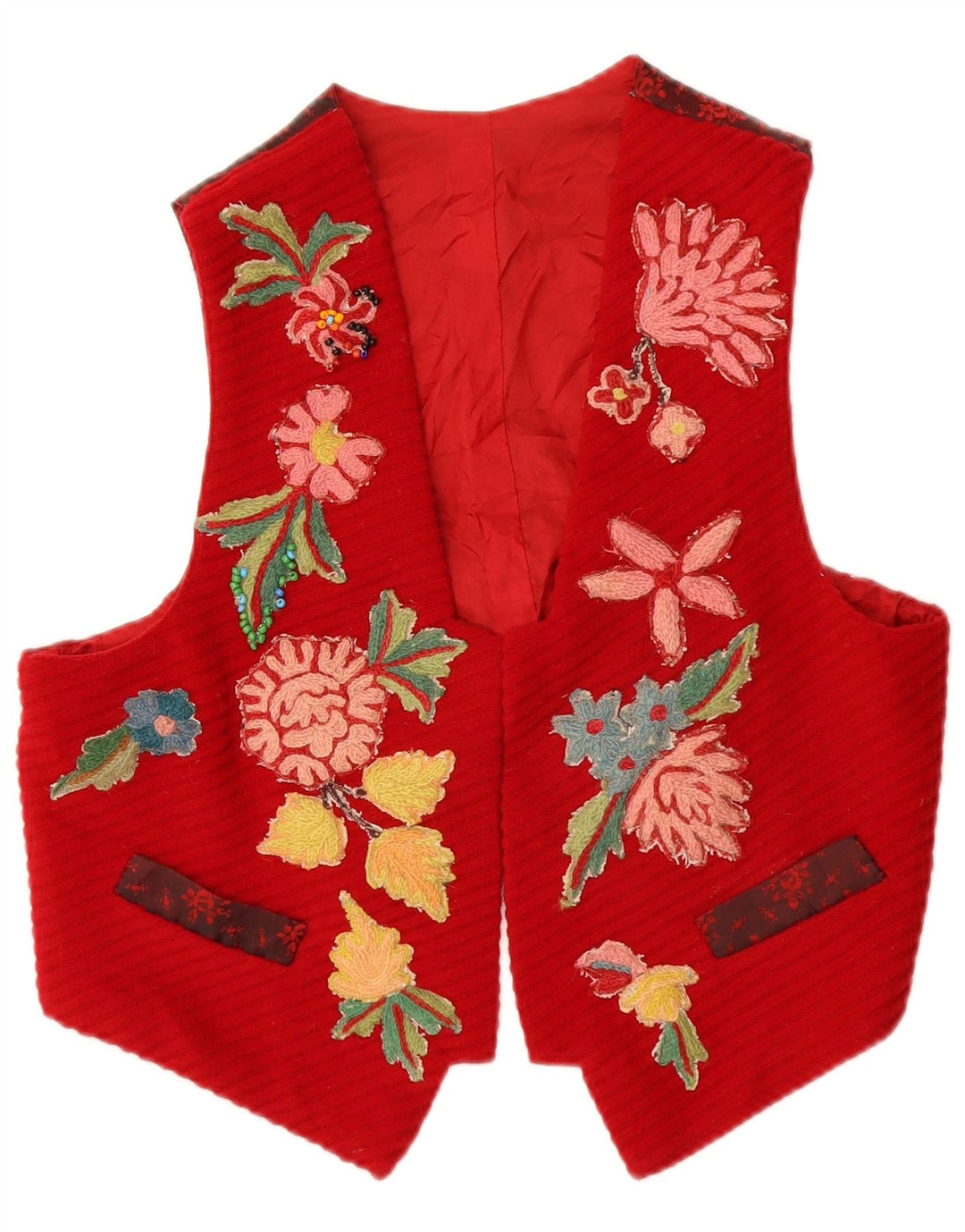 Vestă vintage pentru femei UK 12 Medium Red Floral