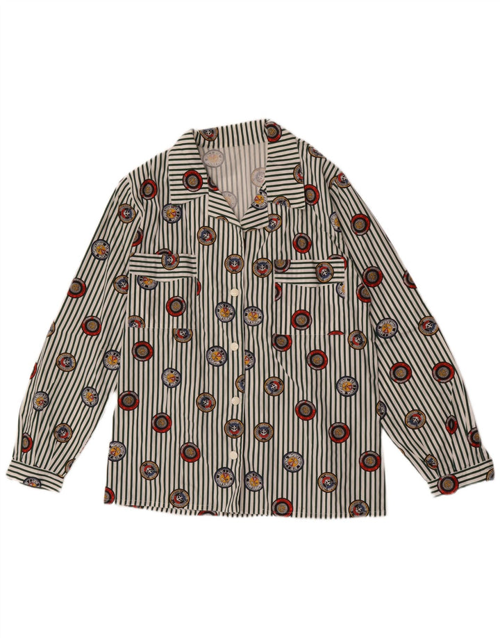 Cămașă cu grafică vintage pentru femei UK 14 Medium, multicoloră, cu dungi