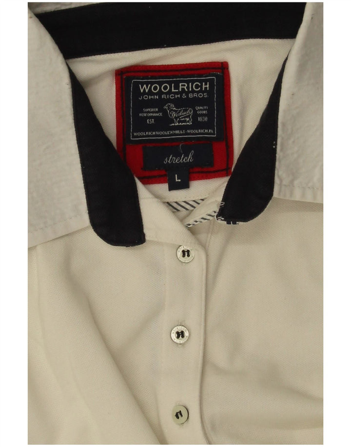 Tricou polo Woolrich pentru femei UK 14 Large Off White