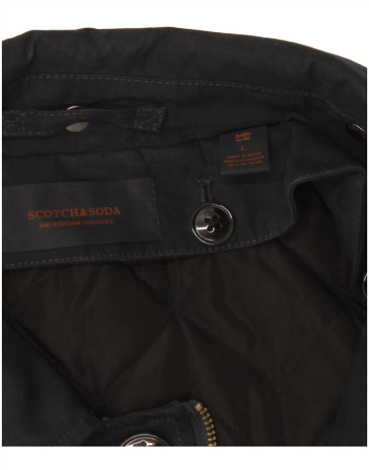 SCOTCH & SODA Mens Bomber Jacket UK 40 Large Navy Blue Polyester
