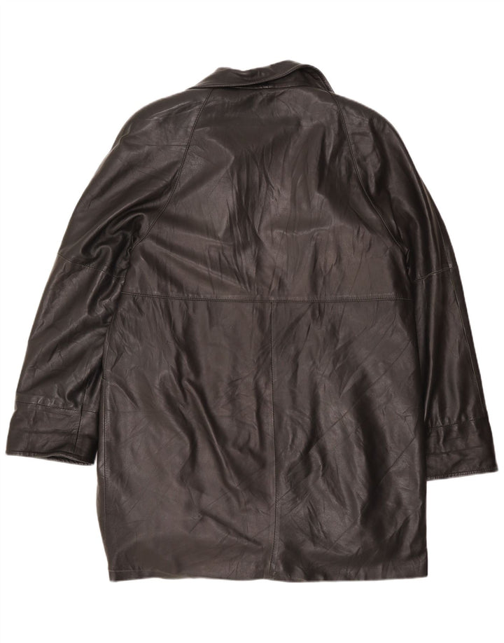 Palton de piele vintage pentru femei UK 16 mare negru