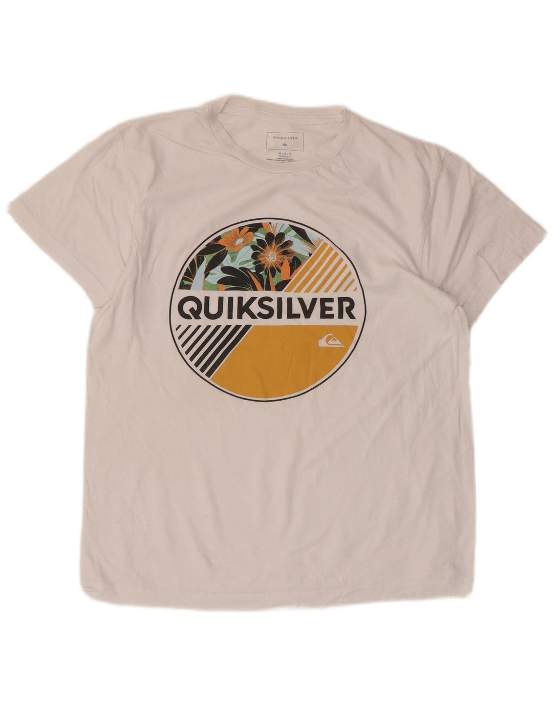Tricou grafic Quiksilver pentru femei, cu croiala normală, UK 14, bumbac alb mediu
