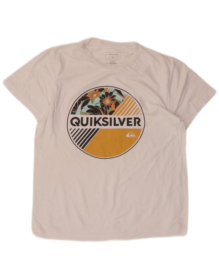 Tricou grafic Quiksilver pentru femei, cu croiala normală, UK 14, bumbac alb mediu