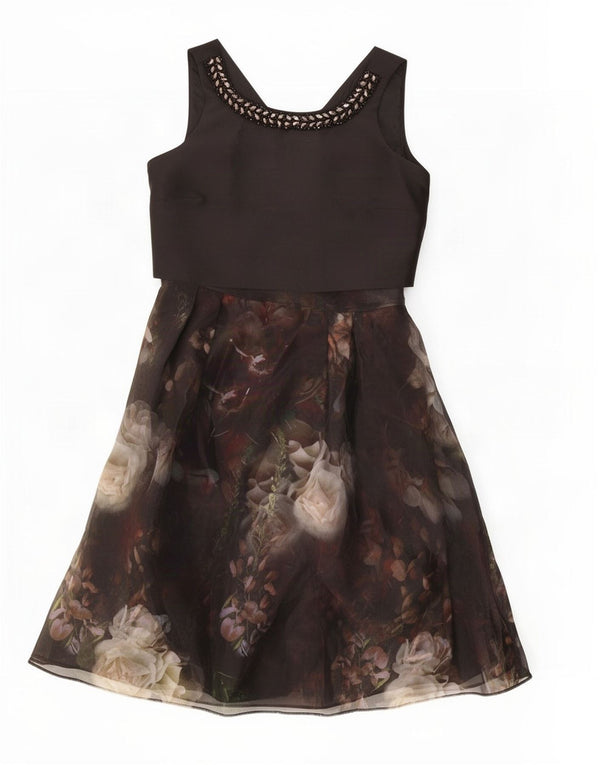 Rochie A-Line fără mâneci pentru femei Coast UK 12 Medium Negru Poliester Floral