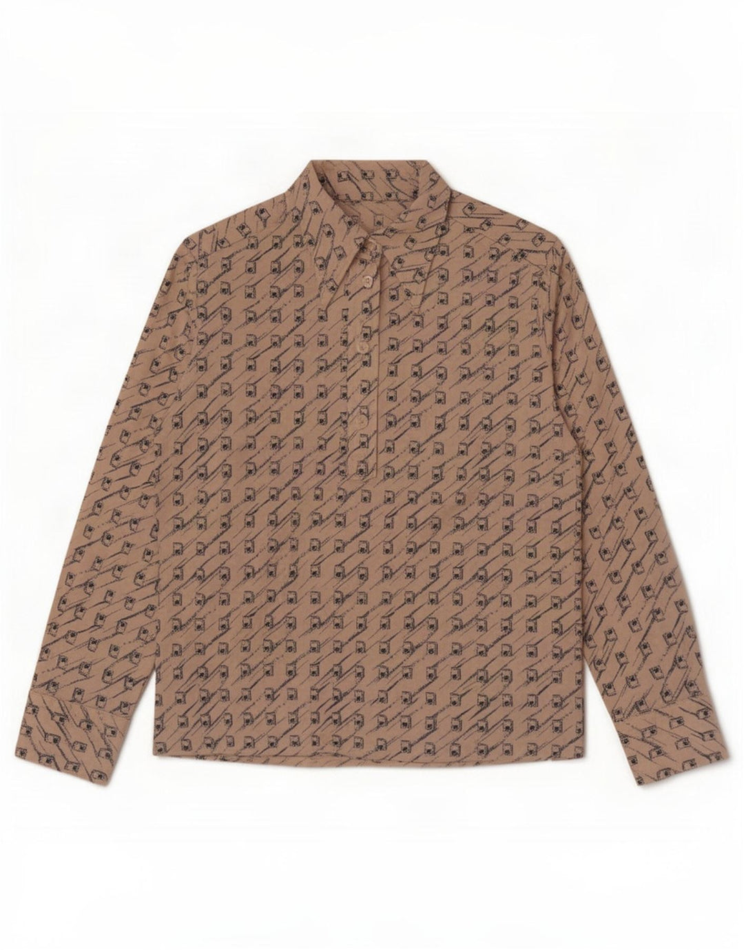 Cămașă vintage pentru femei UK 12 Medium Bej Geometric