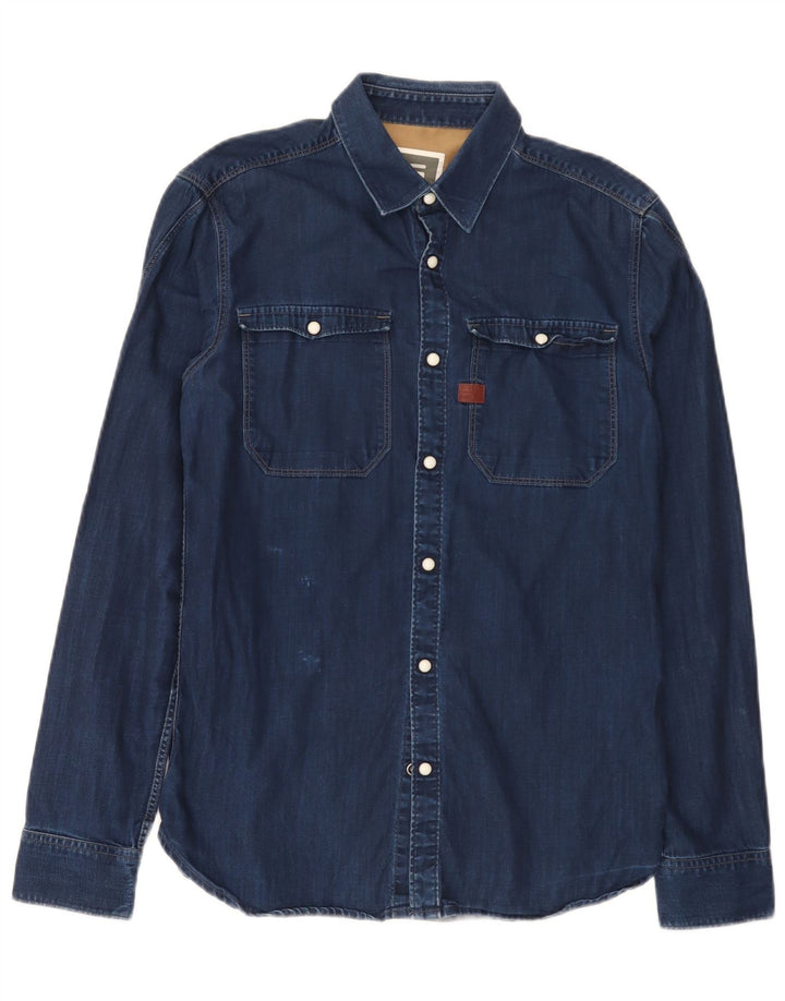 Cămașă G-Star pentru bărbați din denim, bumbac albastru mediu