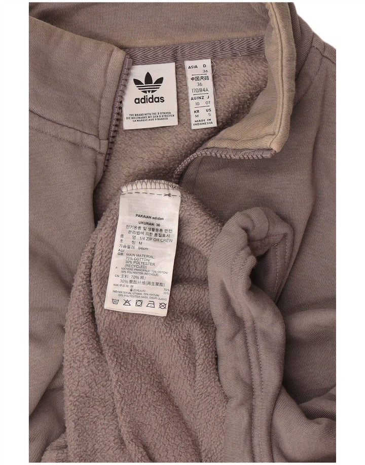 Pulover adidas pentru femei supradimensionat cu grafic și gât, cu fermoar, EU 36, gri mic