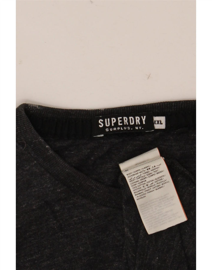 SUPERDRY Top pentru bărbați cu mânecă lungă 2XL, gri bumbac cu pete