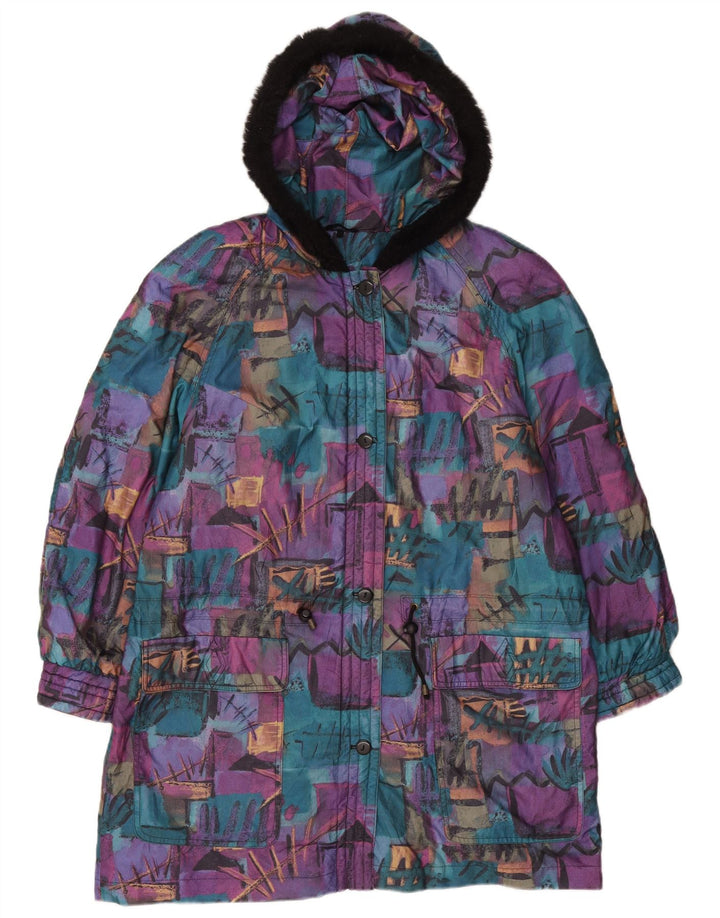 Jachetă vintage pentru femei, supradimensionată, cu model abstract, ruptură de vânt UK 18 XL violet