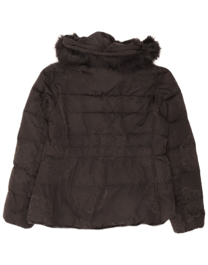 Jachetă căptușită cu glugă Desigual pentru femei IT 44 Medium Black Floral