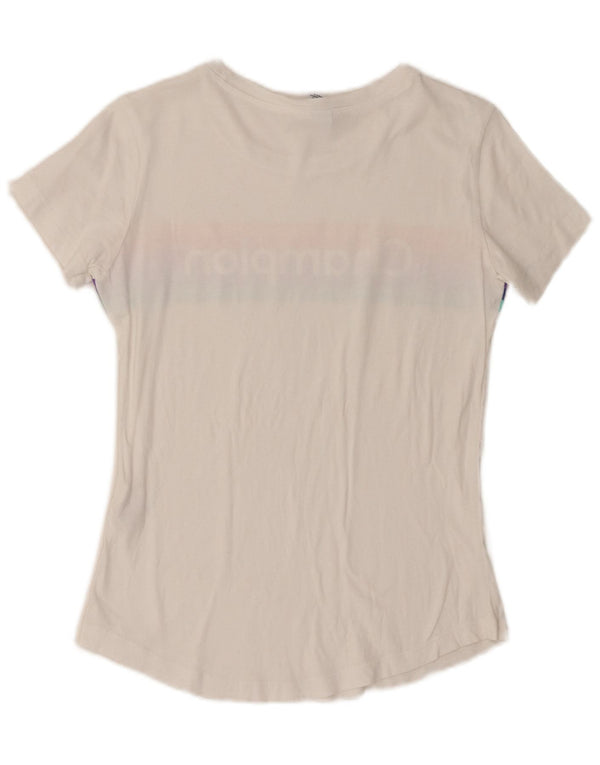 Tricou grafic Champion pentru femei Top UK 12 Medium White Striped Bumbac