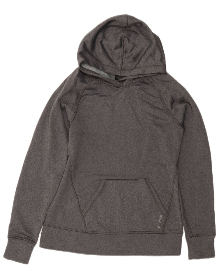 Pulover cu glugă REEBOK pentru femei UK 10 Small Gri Poliester