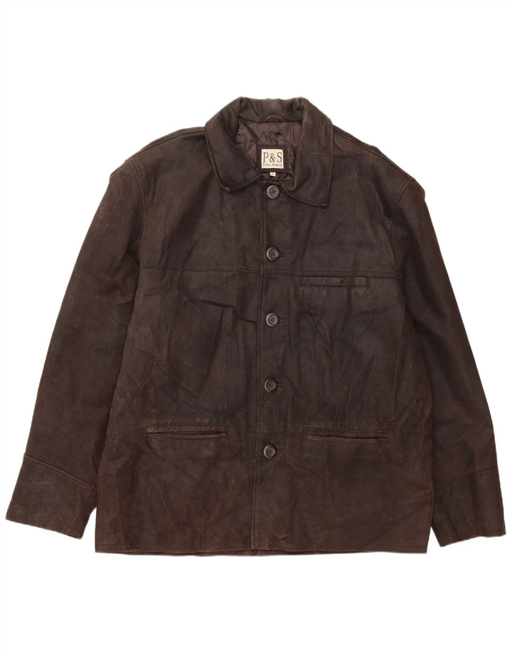 Jachetă de piele pentru bărbați VINTAGE UK 42 XL din piele maro