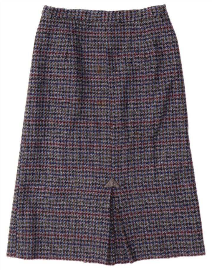 Fusta creion vintage pentru femei UK 14 Medium W28 Blue Houndstooth