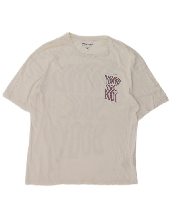 Tricou cu grafic Jack & Jones pentru bărbați Top mediu din bumbac alb