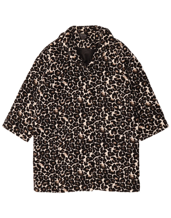 Topshop pardesiu supradimensionat pentru femei UK 8 mic, negru, bumbac cu imprimeu animal