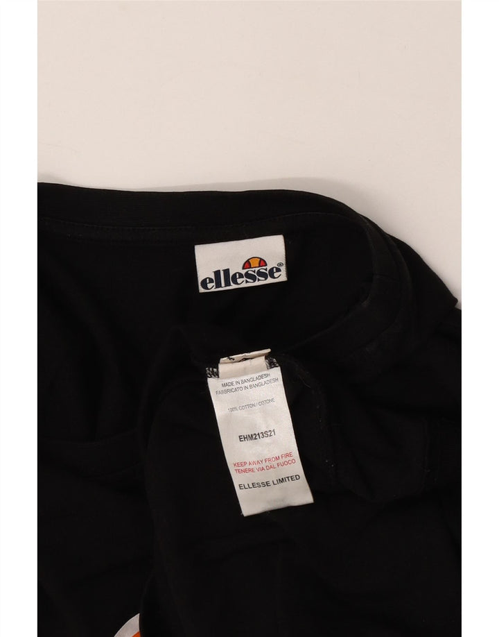 Tricou cu grafică pentru bărbați Ellesse Top mediu negru din bumbac color bloc