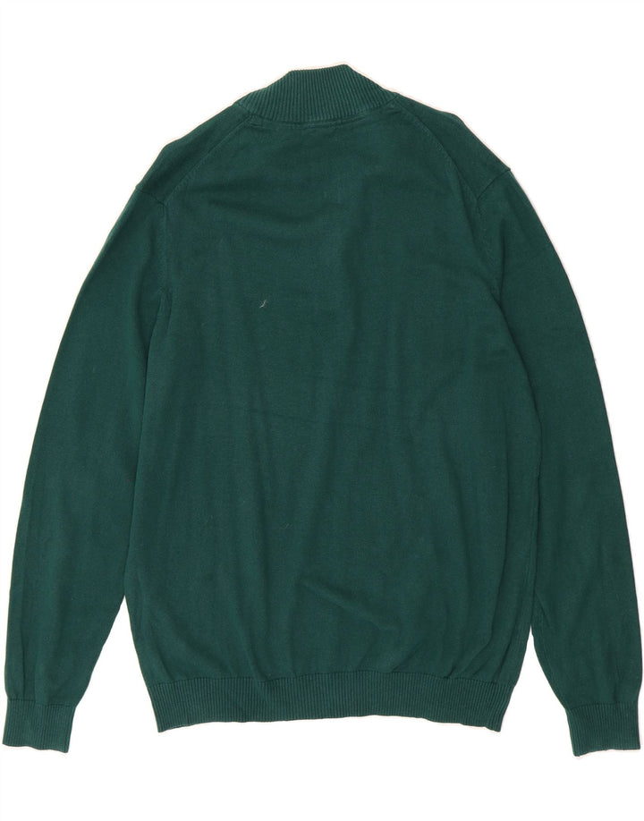 IZOD Mens Zip Neck Jumper Sweater Large Green Cotton Vintage Izod and Second-Hand Izod from Messina Hembry 