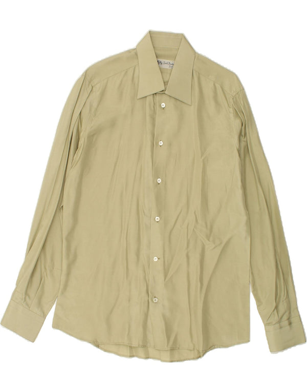 VINTAGE Mens Shirt Size 16 41 Large Khaki Silk