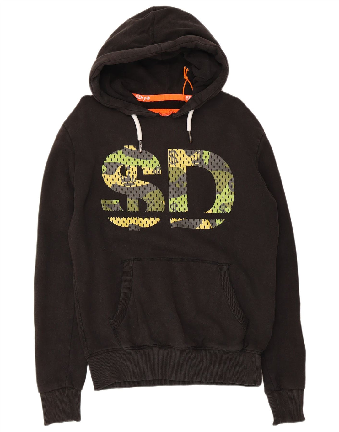 Pulover cu glugă grafic Superdry pentru bărbați, bumbac mediu negru