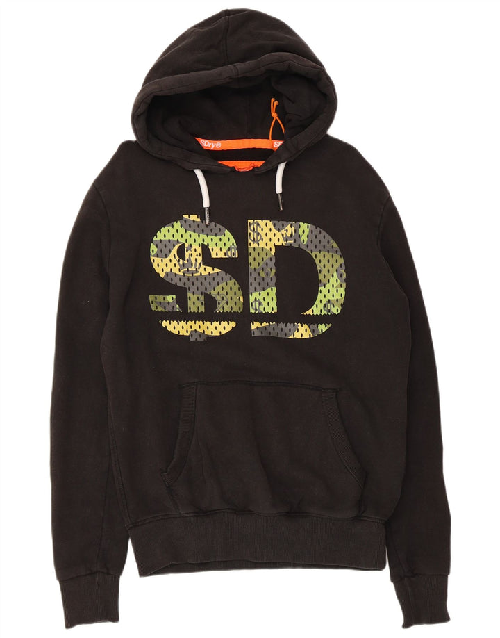Pulover cu glugă grafic Superdry pentru bărbați, bumbac mediu negru