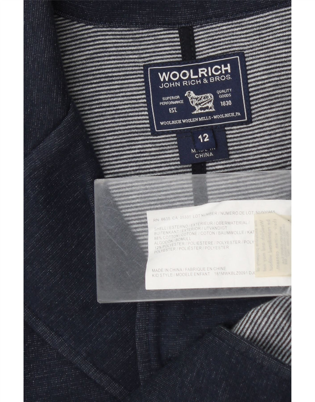 Jachetă Blazer pentru băieți Woolrich 11-12 ani, albastru bleumarin, bumbac
