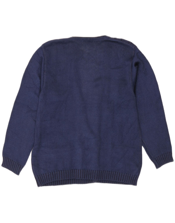 Pulover cardigan vintage pentru femei la două piept EU 42/44 mare bleumarin