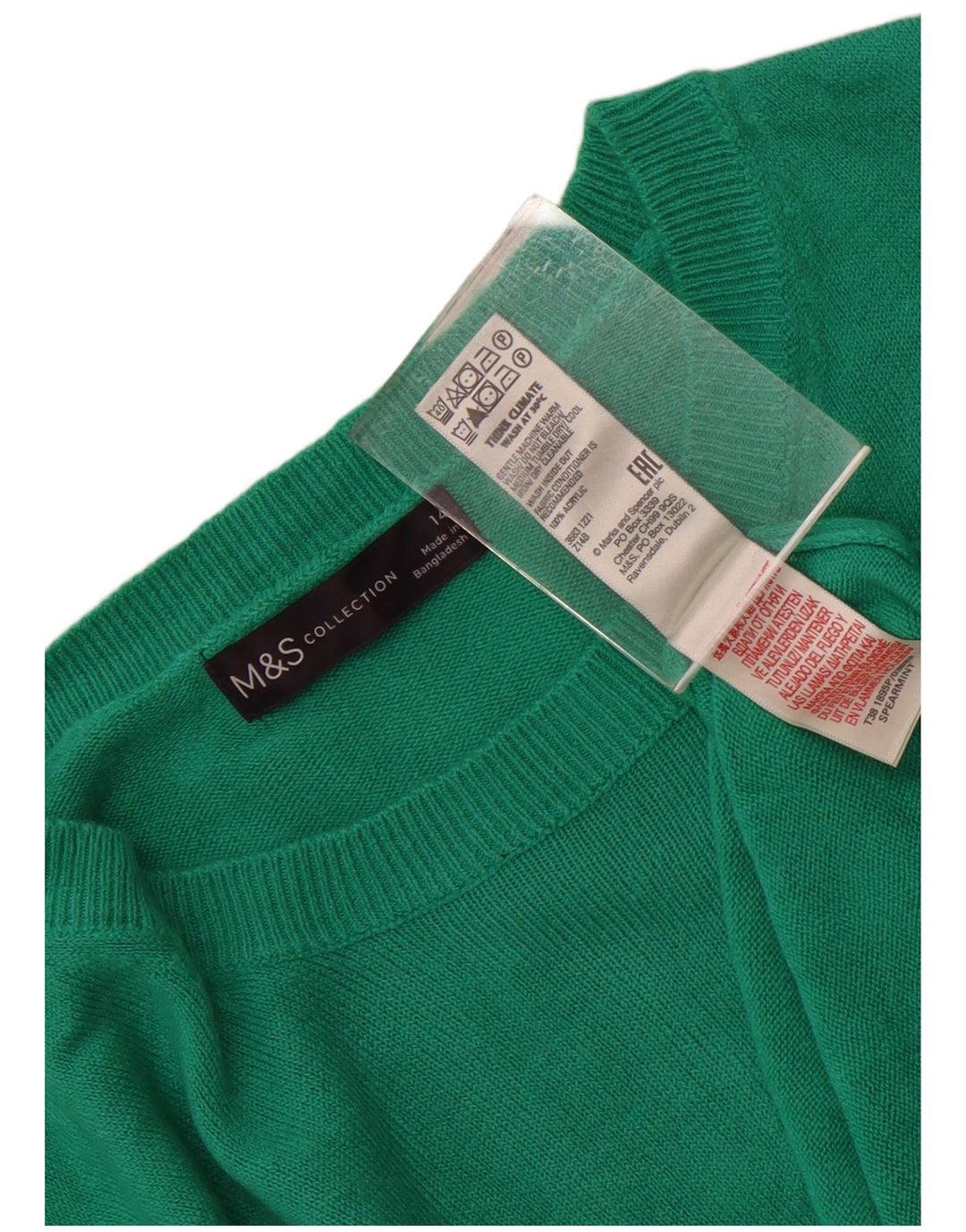 Marks & Spencer Pulover Crop Crew Deck pentru femei UK 14 Medium Green