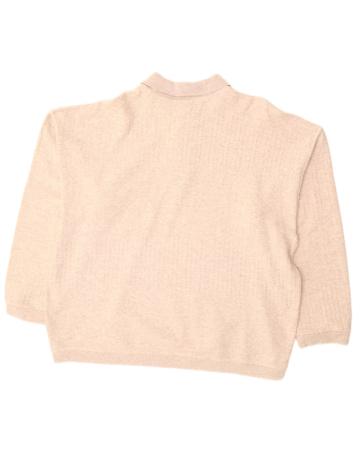 VINTAGE Pulover cu gât polo pentru bărbați, 2XL, bej