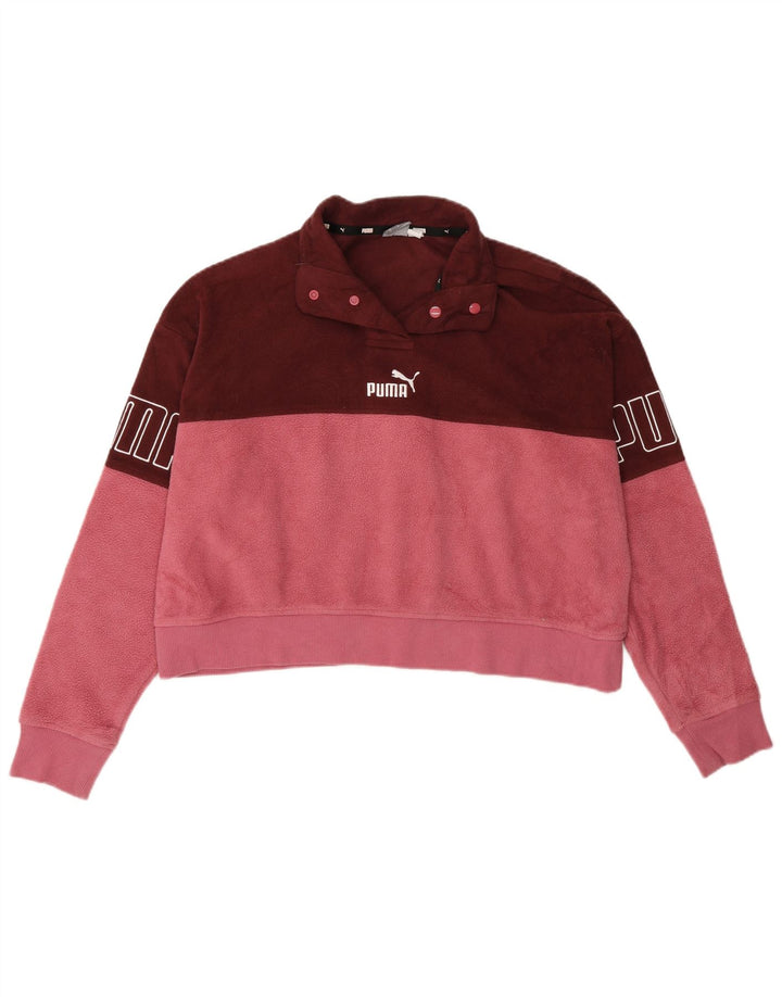 Pulover supradimensionat pentru femei Puma Graphic Fleece UK 14 Medium Burgundy