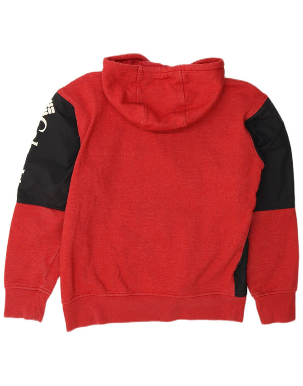 Pulover Columbia pentru bărbați cu glugă grafică, roșu mediu, bumbac color bloc