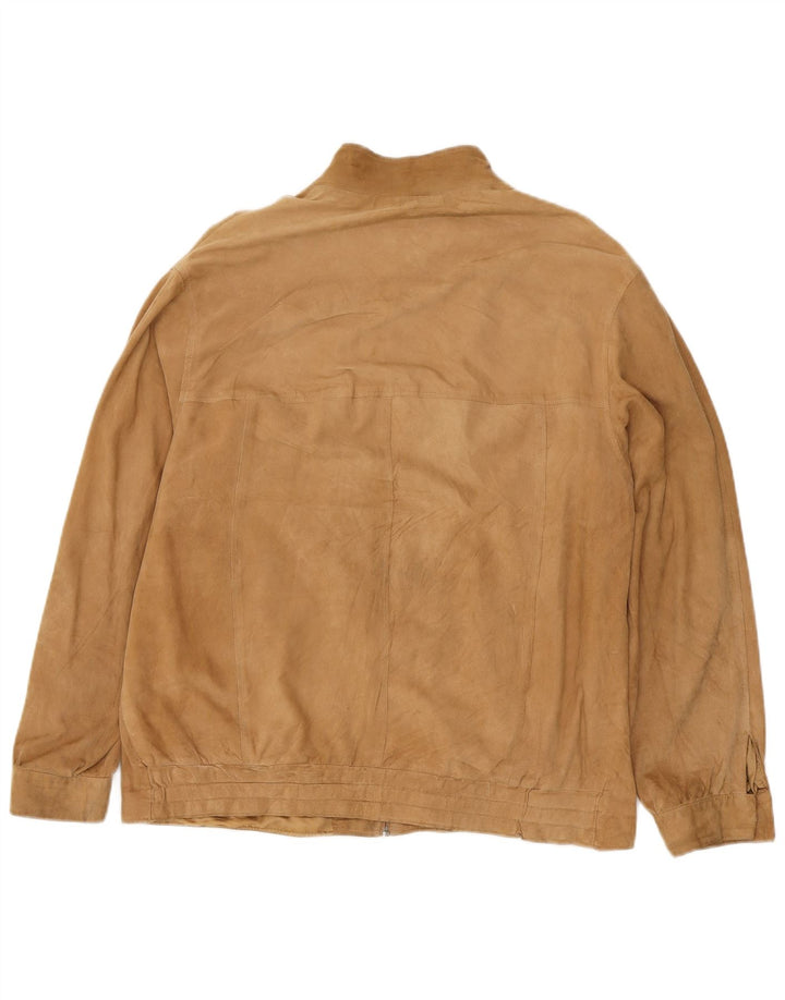 Geaca de piele intoarsa pentru barbati vintage IT 54 XL din piele bej