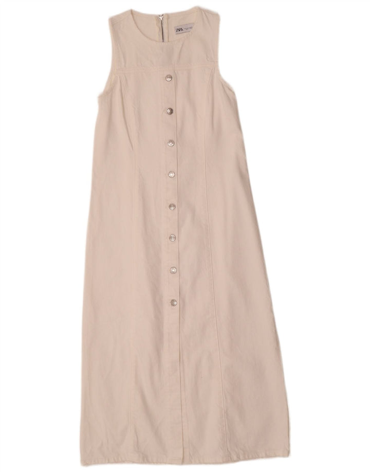 Rochie denim fără mâneci pentru femei Zara UK 8 Small White